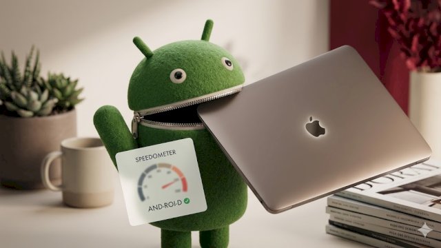 Android resmi salip iOS dalam kecepatan web! ||ilustrasi_nanobanana@harian.news 