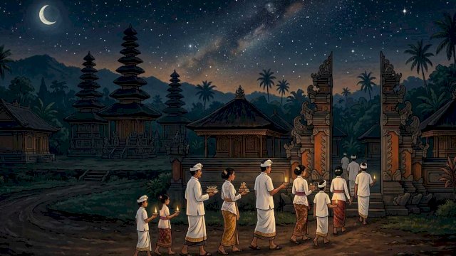 Harmoni Cahaya dan Sunyi di Bali ||ilustrasi Nyepi 2026 di Bali_s3pendsainsfmipaunesa