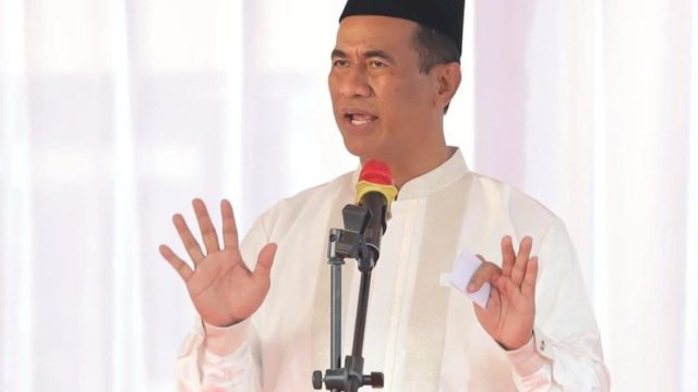 Andi Amran Sulaiman pada Halal Bihalal KKMB di Makassar, Sabtu, 28 Maret 2026. (Foto: Muliadi Saleh/Ist)