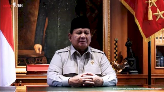 Momen Presiden Prabowo Subianto menyampaikan selamat Idulfitri 2026 kepada seluruh umat Muslim di Indonesia ||tangkaplayar_YouTube Sekretariat Presiden