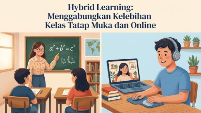 Pemerintah akan terapkan sekolah hybrid April 2026. Kebijakan ini bukan karena pandemi, tapi efisiensi energi ||ilustrasi_nanobananaAI@harian.news 
