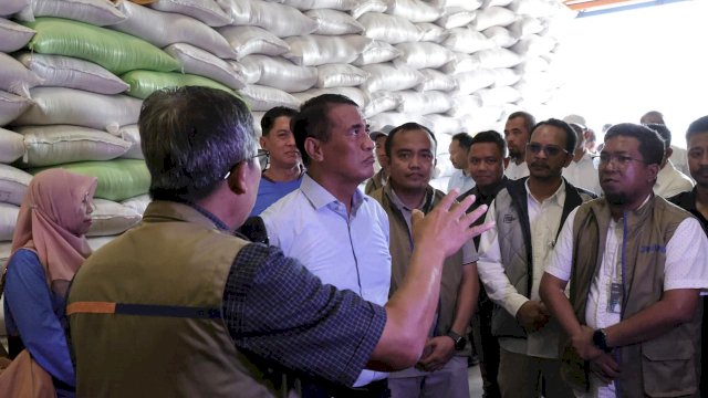 Mentan Amran Sulaiman saat mengecek stok beras. (Dok. humaskementan)