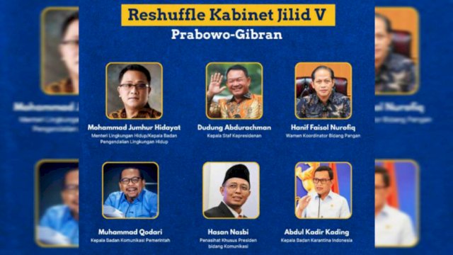 Reshuffle kabinet kelima Prabowo-Gibran pada 27 April 2026 (tangkaplayar_instagram) 