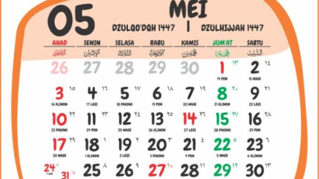 Jadwal tanggal merah Mei 2026: 1 Mei, 14 Mei, 27 Mei, 31 Mei + cuti bersama 15 & 28 Mei (foto:pinterest)