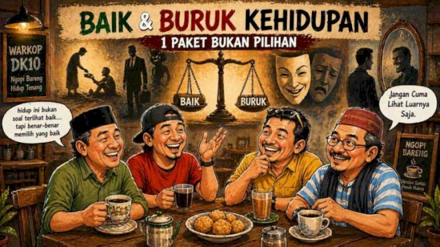 Ngopi Bareng: Baik-Buruk Itu Paket, Bukan Pilihan! (midjourney@harian.news)