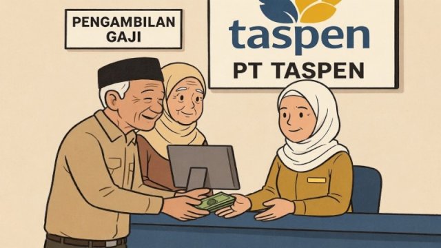 Pensiunan PNS menerima dana pensiun yang cair setiap tanggal 1 melalui PT Taspen. (midjourneyAI@harian.news)

