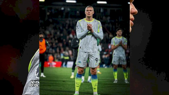 Erling Haaland kecewa usai peluit panjang pertandingan Manchester City vs Bournemouth di Vitality Stadium, Rabu (20/5/2026). Striker Norwegia itu gagal membawa City mengejar ketertinggalan poin dari Arsenal. (tangkaplayar_IG@erling)