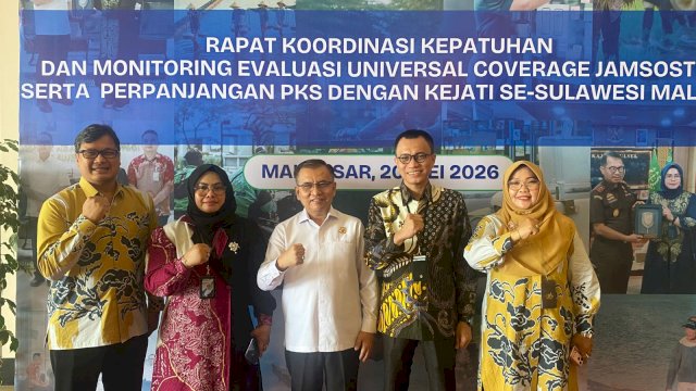 BPJS Ketenagakerjaan Kantor Wilayah Sulawesi Maluku bersama Kejaksaan Tinggi se-Sulawesi dan Maluku memperkuat sinergi pengawasan dan kepatuhan program jaminan sosial ketenagakerjaan Di Hotel The Rinra Makassar. (Dok. Gita/HN)