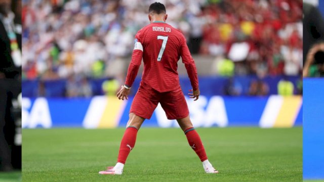 Selebrasi Cristiano Ronaldo usai memecahkan rekor Lionel Messi di Piala Dunia 2026. || (foto_X@Cristiano)