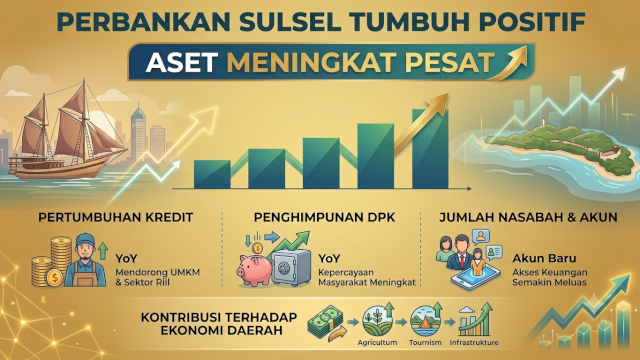 Ilustrasi pertumbuhan ekonomi di Sulsel. (Dok. Gita/HN dibuat di APK Gemini)