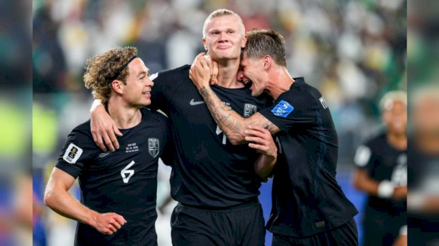 Erling Haaland merayakan gol keduanya ke gawang Senegal pada laga Grup I Piala Dunia 2026 || (X@NordiskNorvege)