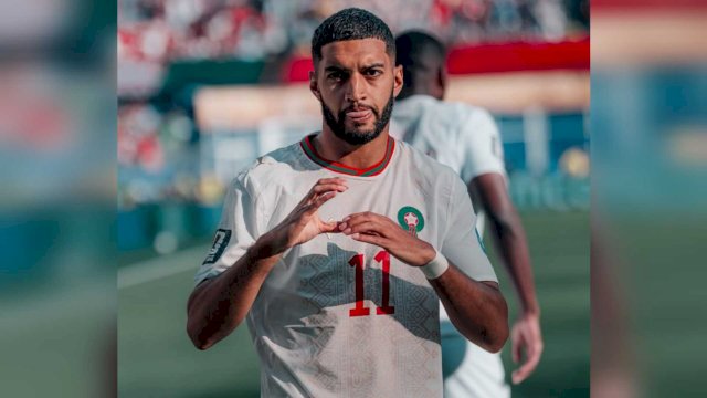 Ismael Saibari merayakan gol kilat 71 detik ke gawang Skotlandia di Stadion Gillette, Foxborough || (IG@ismaelsaibari)