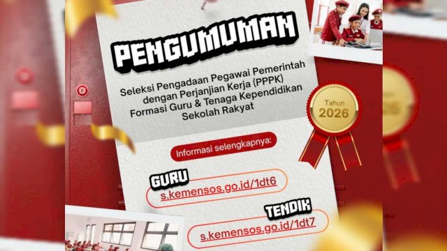 Kemensos Buka 8.180 Formasi PPPK Sekolah Rakyat 2026 (tangkaplayar_IG@kemensosri)