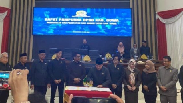Suasana rapat paripurna DPRD Kabupaten Gowa di Gedung DPRD Sungguminasa, Senin (25/5/2026). ||(ho_yos@harian.news)