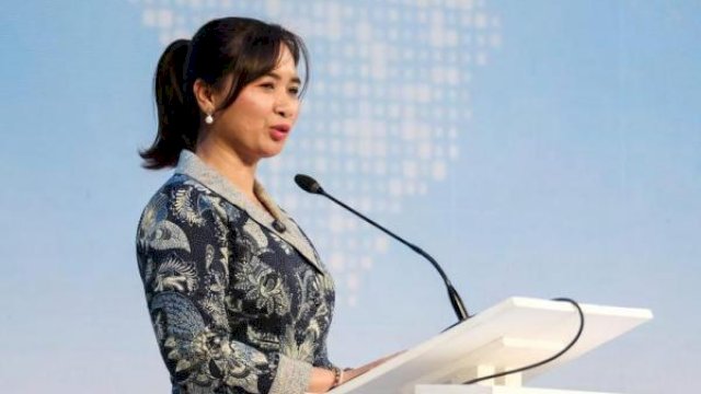 Wakil Menteri Pariwisata Ni Luh Puspa memberi sambutan pada pelantikan pengurus BaliCEB periode 2026&ndash;2031 di The Meru, Sanur, Bali, Jumat (5/6/2026). (Foto: Kemenpar)