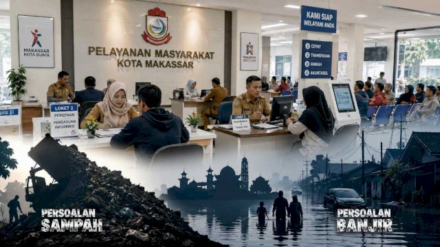 Ilustrasi pelayanan publik di kantor Wali Kota Makassar ||(AI@harian.news) 