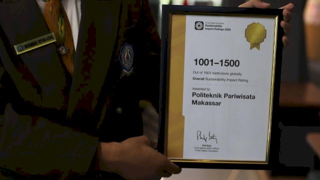 Poltekpar Makassar masuk dalam kelompok peringkat 1001&ndash;1500 dunia pada Times Higher Education (THE) Sustainability Impact Ratings 2026. (Dok. Poltekpar)