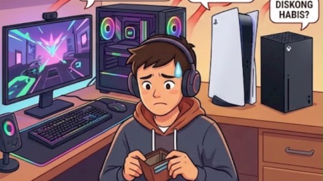 Ilustrasi Harvard PC naik dan pengelolaan keuangan untuk para gamer. (Dok. HN-GeminiAI)