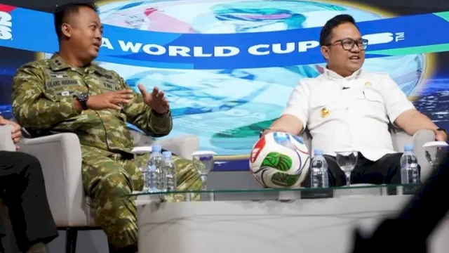Bersama Dandim dan Kadispora, Wabup Gowa Tampil di Dialog TVRI Bahas Antusias Piala Dunia 2026 ||(foto_humaskab) 