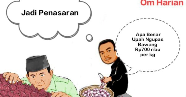 Prabowo Sebut Upah Buruh Pengupas Bawang Rp 700 per Kilogram