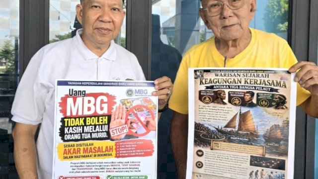 Ketua Yayasan Kepedulian Generasi Baru Anak Bangsa H Jurlan Em Saho&rsquo;as didampingi Ketua Dewan Pembina Andy Hassan. Dok HN