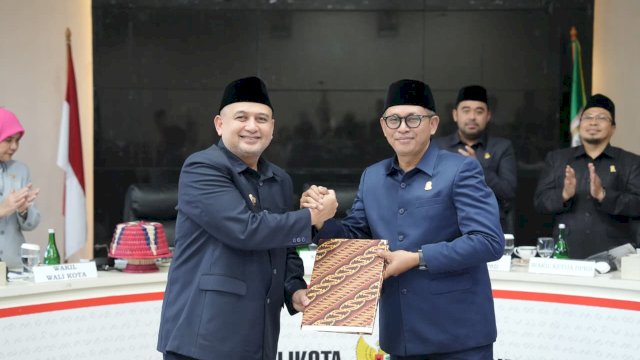 DPRD Kota Makassar bersama Pemerintah Kota Makassar menyepakati Rancangan Peraturan Daerah (Ranperda) tentang Pertanggungjawaban Pelaksanaan APBD Tahun Anggaran 2025. (Dok. Pemkot)