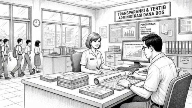 Dana BOS : Jangan Tunggu Audit untuk Belajar Tertib ||(ilustrasi_AI@harian.news) 