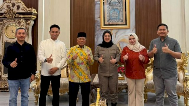 Ketua DPD II Golkar Gowa Ambas Syam bersama jajaran pengurus saat bertemu Bupati Husniah Talenrang ||(handover_yoz@harian.news) 
