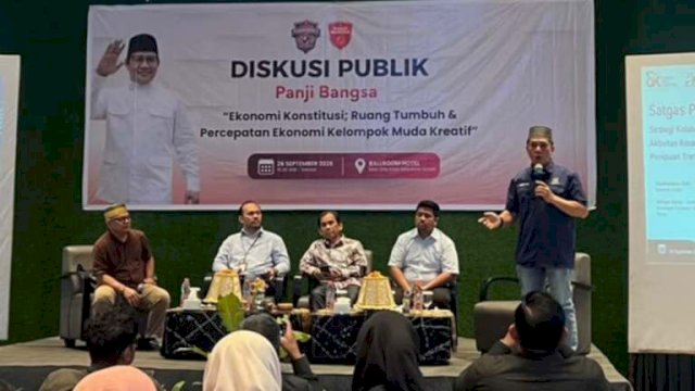 Suasana diskusi Prabowonomic yang digelar Pasukan Jihad Kebangkitan Bangsa Sulawesi Selatan di Makassar, Sabtu (27/9/2026). Dok IST