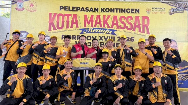 Kontingen Makassar untuk peserta pekan Olahraga Provinsi (Porprov) XVIII Sulawesi Selatan Tahun 2026 di Kabupaten Wajo-Bone. Foto KONI Makassar 