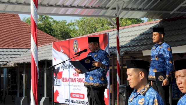 Kakanwil Ditjenpas Sulsel Saat Memimpin Upacara Kesaktian Pancasila Di Lapas Parepare. Dok HARIAN.NEWS/HO Kanwil Ditjenpas Sulsel 