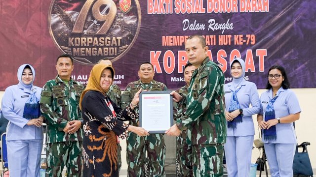 Korpasgat menggelar Aksi Nasional Donor Darah secara serentak di 11 kesatuan di seluruh Indonesia, dari Sabang hingga Merauke, Kamis (8/10/2026). (Dok. Ist)