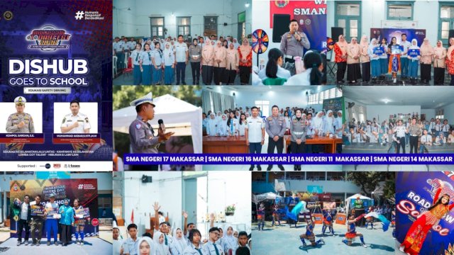 Pelaksanaan program Dishub Goes to School, yang menghadirkan edukasi keselamatan berkendara secara langsung kepada pelajar di Kota Makassar. Humas Dishub Makassar