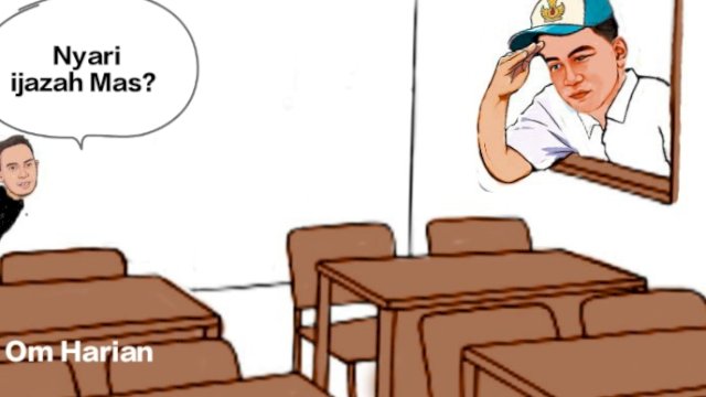 Karikatur persoalan ijazah Gibran Rakabuming (Dodi/harian.news) 