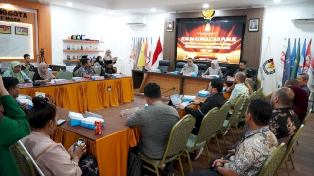 Forum Konsultasi Publik (FKP) Rancangan Standar Pelayanan Pemutakhiran Data Pemilih Berkelanjutan (PDPB) Tahun 2026, Kamis (22/10/2026). Harian.News/HO-KPU Makassar 
