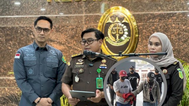 Konferensi pers di Kejati Sulsel, Kamis (8/10/2026), Kasi Penerangan Hukum (Penkum) Kejati Sulsel Soetarmi SH, MH, didampingi lansung oleh Kasi Intelijen Kejari Gowa Andi Ardiman. Harian.News/HO-Kejati Sulsel