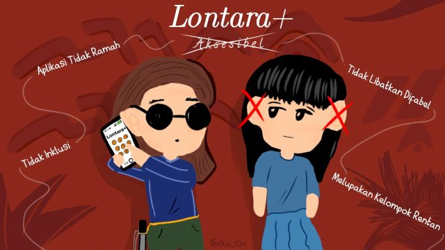 Ilustrasi. Lontara+ saat ini belum aksesibel bagi ragam disabilitas di Kota Makassar. (Ilustrator  Corrina Olivia Juanda untuk  Harian.news)