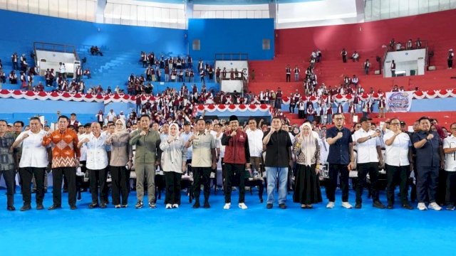 Gerakan Nasional Peduli Tetangga untuk Perlindungan Sosial (Perlinsos) di Gedung Olahraga (GOR) Sudiang, Minggu (4/10/2026).&nbsp;Harian.News/HO-Humas