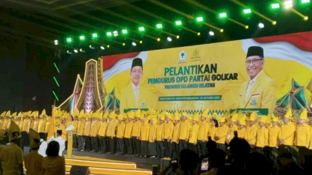 Suasana Pelantikan Pengurus DPD I Partai Golkar Sulsel Periode 2026-2031. Foto RRI